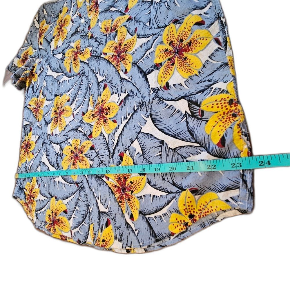 J.Crew 1/4 Button Shirt Re-Imagined Seersucker Floral Hawaiian Classic Men Sz L - Picture 8 of 11